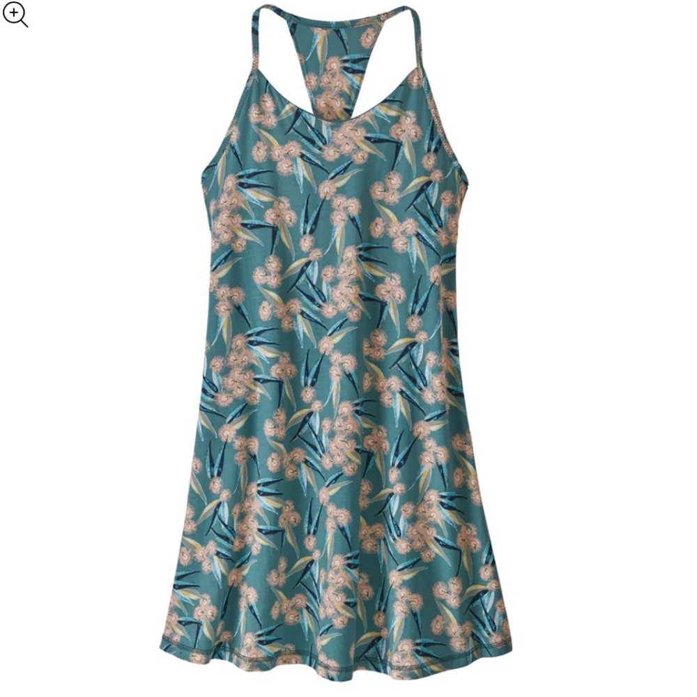 Patagonia Common Threads Organic Cotton Edisto Strappy Sundress Green Small